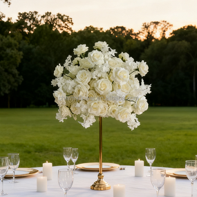 Artificial Flower Ball Manufacturer - 40cm to 80cm Large Rose Silk White for Wedding Table Centerpieces