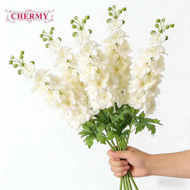 Artificial Delphinium Manufacturer - RT048 Real Touch Latex Blue White for Home Table Center Piece