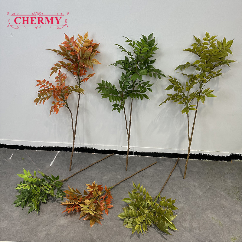 Artificial Nandina Branch Manufacturer - TH2056 Real Touch Leaves for Wedding Party Home Table