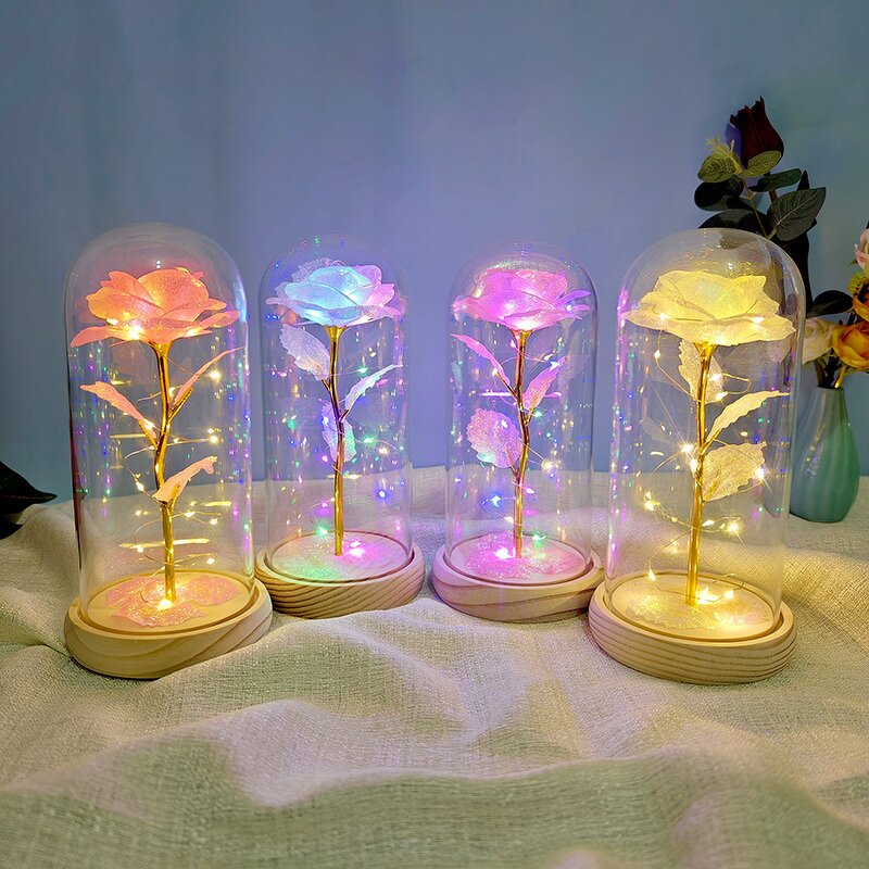 Rose in Glass Dome Manufacturer - Valentine's Day Novelty with Led Light and Gift Box