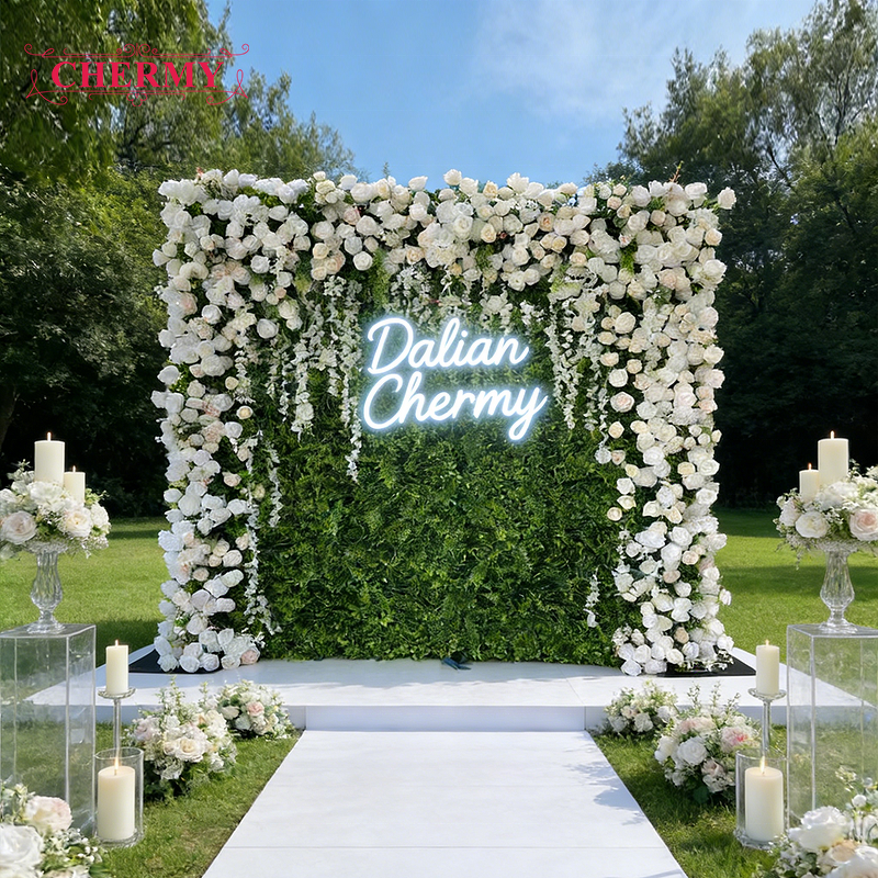 Artificial Flower Wall Backdrop Manufacturer - Wholesale Price Green for Wedding Decoration