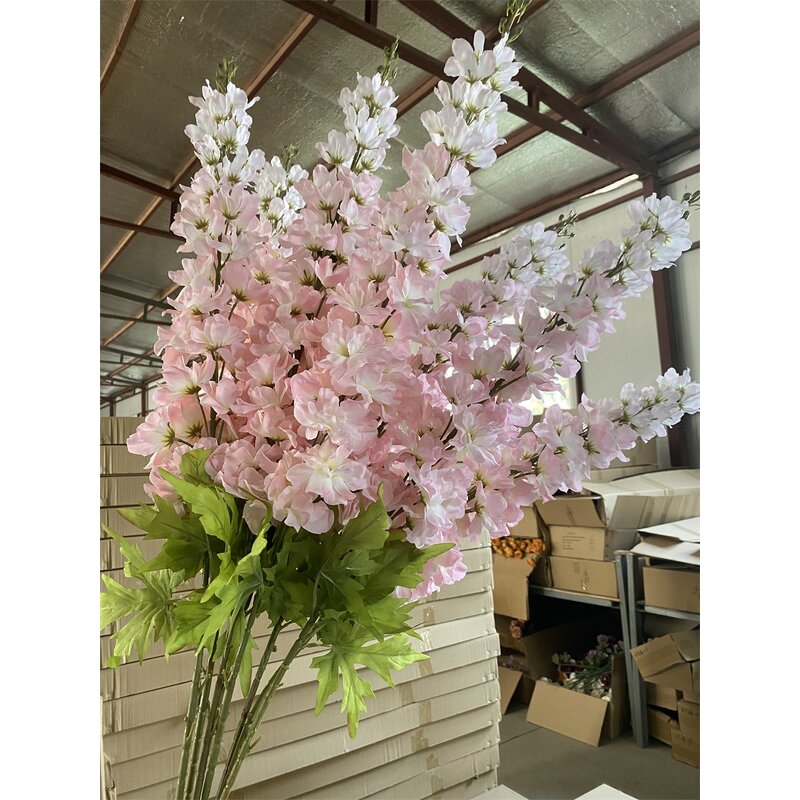 Artificial Delphinium Manufacturer - Handmade Factory Direct Long Steam Silk Purple