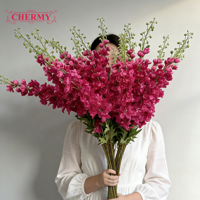 Artificial Delphinium Manufacturer - Dalian Chermy 120cm Hot Pink Silk for Wedding Party