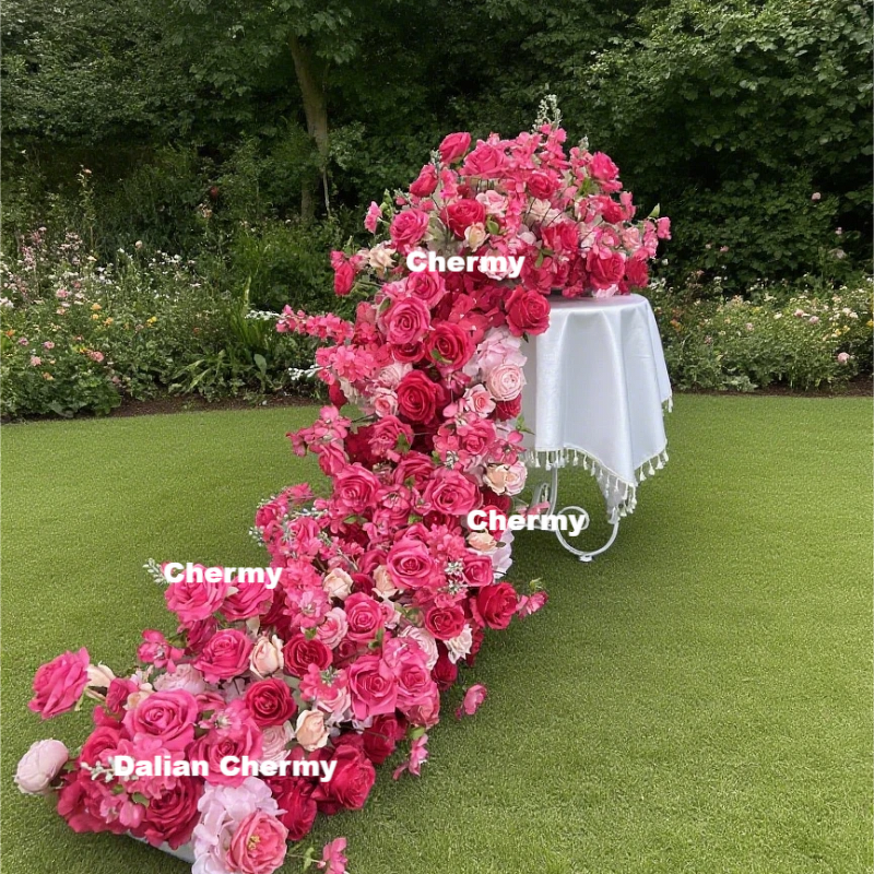 Artificial Silk Flower Runner Manufacturer - Dalian Chermy 200cm Purple for Wedding Decoration