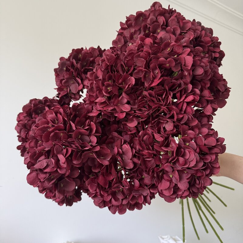 Artificial Silk Hydrangea Manufacturer - Handmade Red for Graduation Mother's Day Easter Christmas