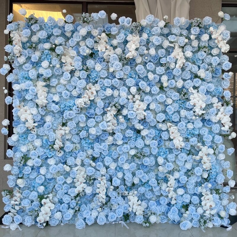 Artificial Flower Wall Backdrop Manufacturer - CM-FW013 Custom High-End Blue Rose for Wedding Party