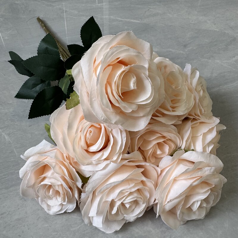 Artificial Rose Bushes Manufacturer - Super Discount Silk 9 Heads for Bridal Bouquet Wedding Decoration