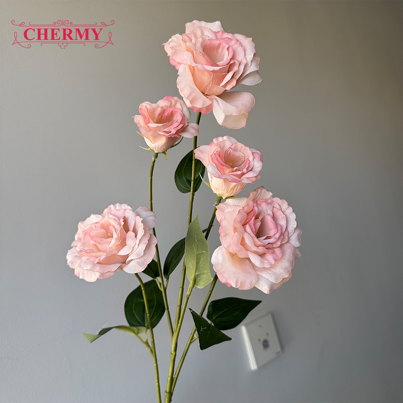 Artificial Balloon Flower Manufacturer - Dalian Chermy DC096 5-Head Pink Silk Wedding Floral