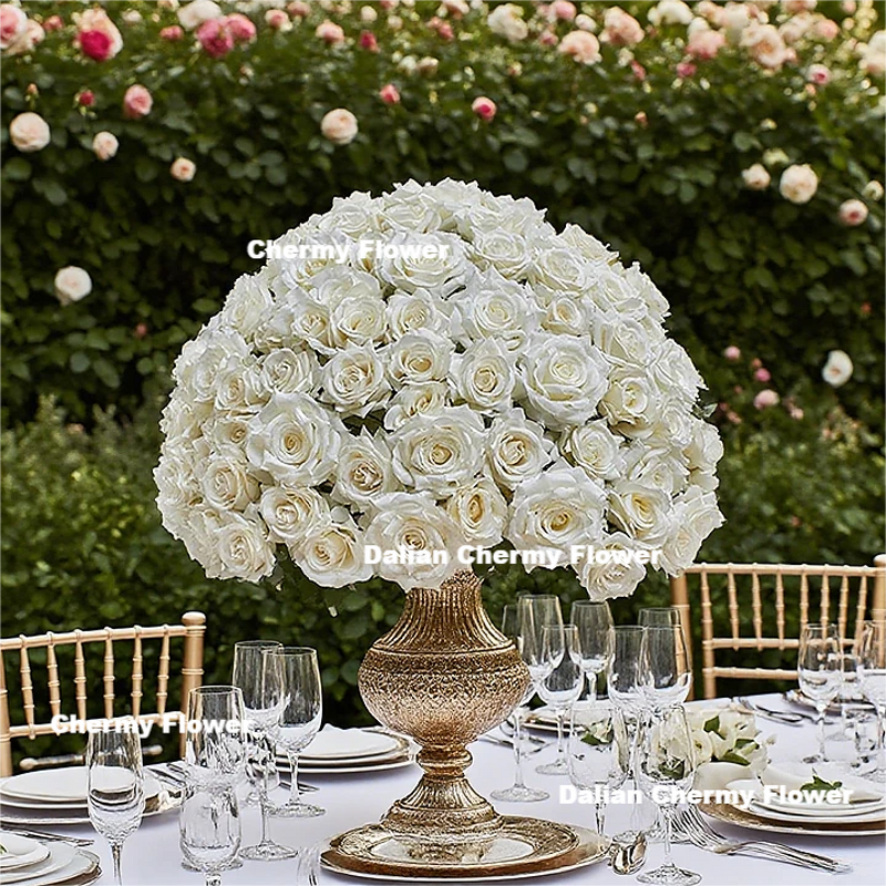 Artificial Flower Ball Manufacturer - 40cm to 80cm Large Rose Silk White for Wedding Table Centerpieces