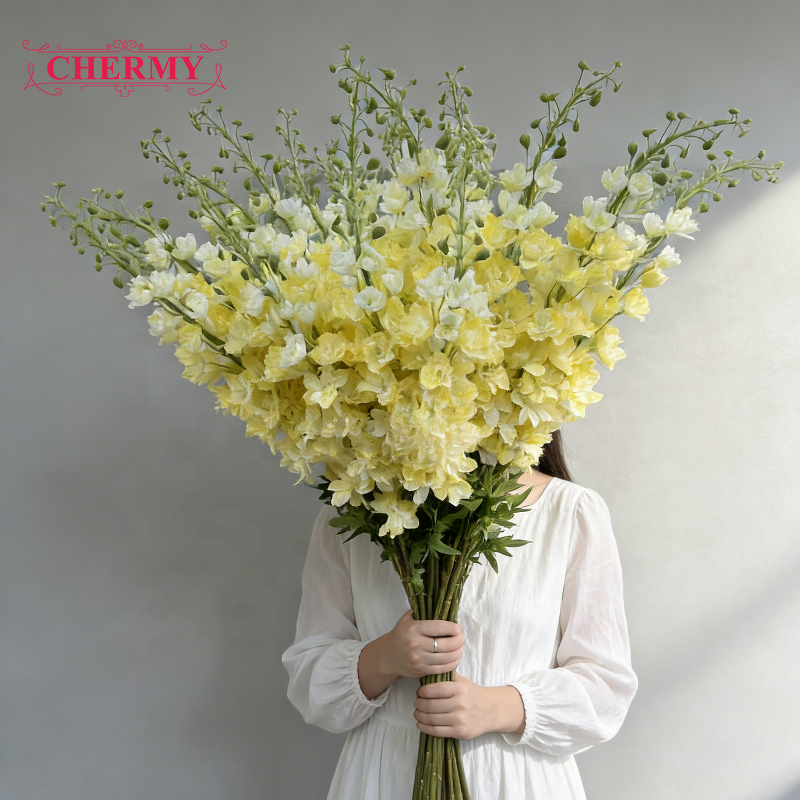 Artificial Delphinium Manufacturer - Dalian Chermy 120cm Hot Pink Silk for Wedding Party