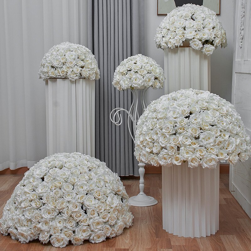 Artificial Flower Ball Manufacturer - New Design White Rose 30/40/50/60/70cm for Event Decor