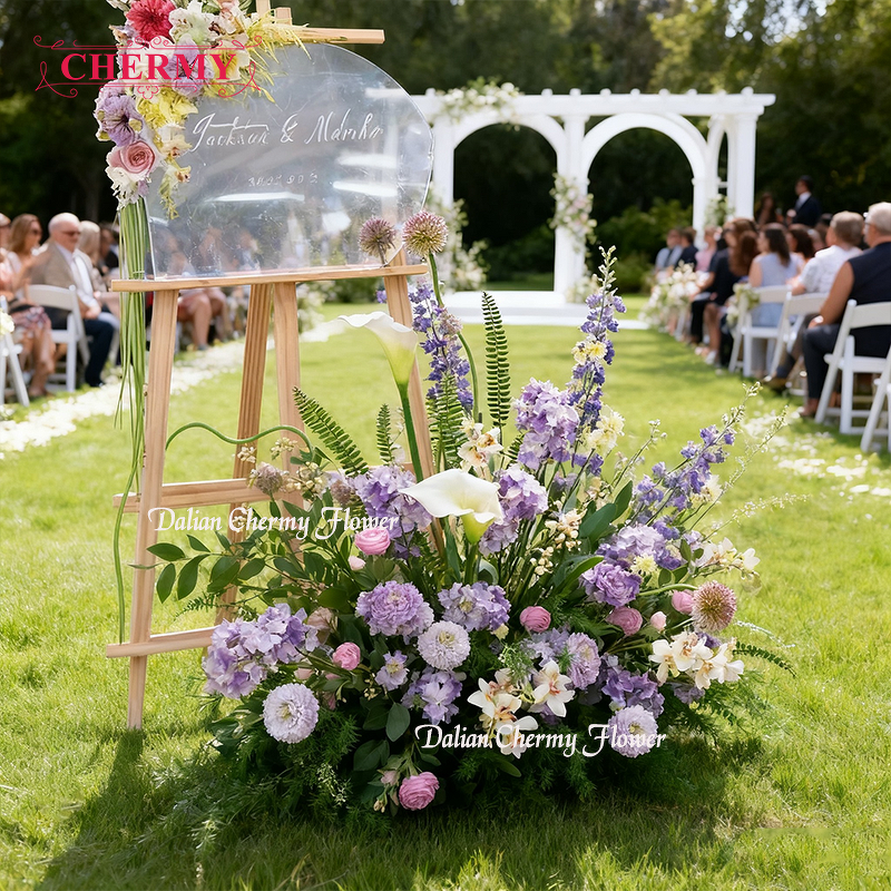 Artificial Silk Flower Runner Manufacturer - Dalian Chermy Purple for Wedding Aisle & Flower Row