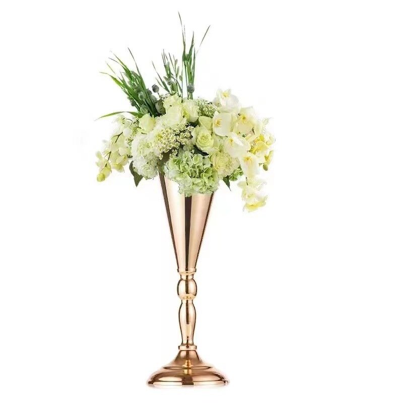 Gold Metal Stand Vases Manufacturer - Decoration Flower Arrangement Frame for Wedding Tables Road Lead