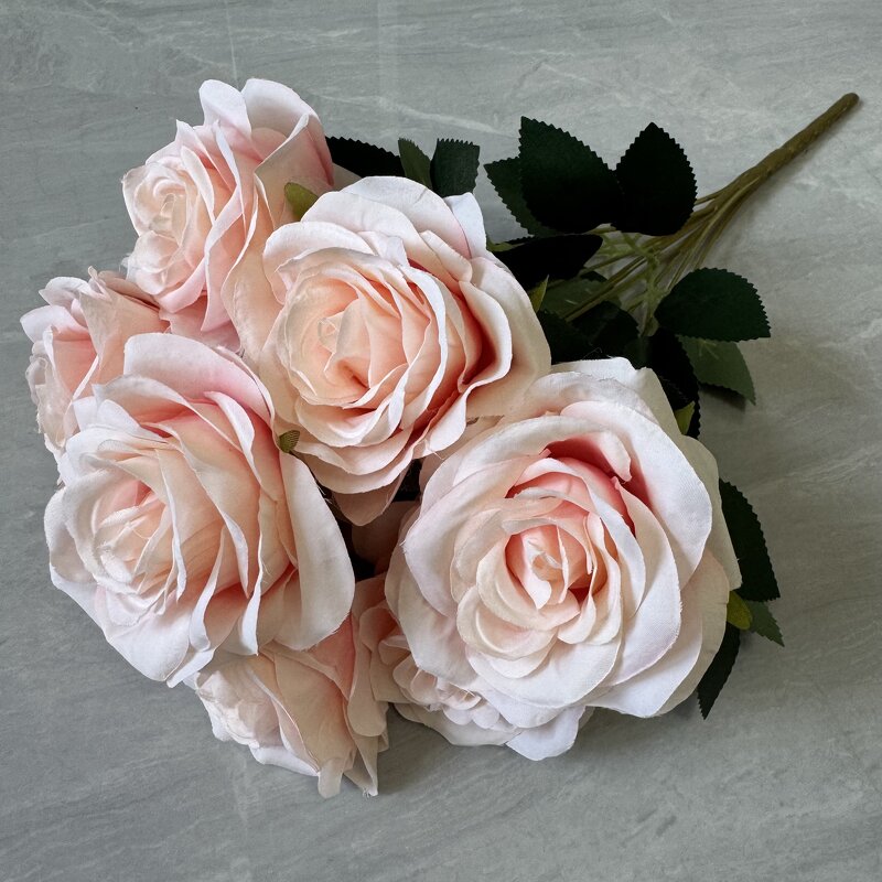 Artificial Rose Bushes Manufacturer - Super Discount Silk 9 Heads for Bridal Bouquet Wedding Decoration