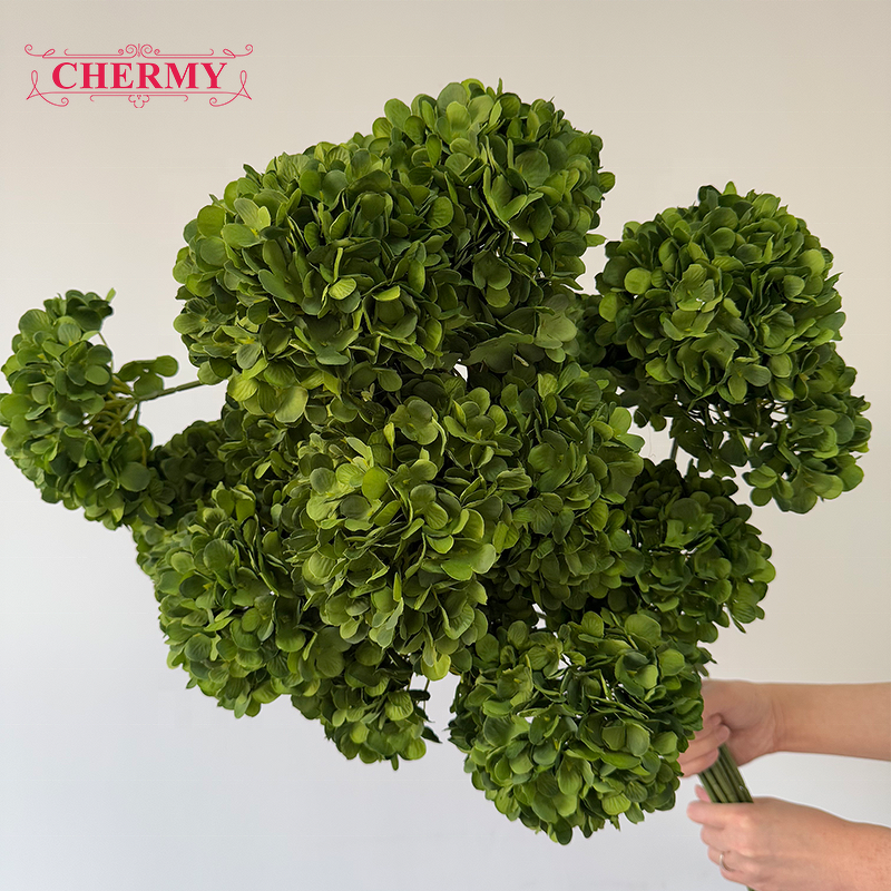 Artificial Hydrangea Manufacturer - Best Seller Large Head Silk Dark Green
