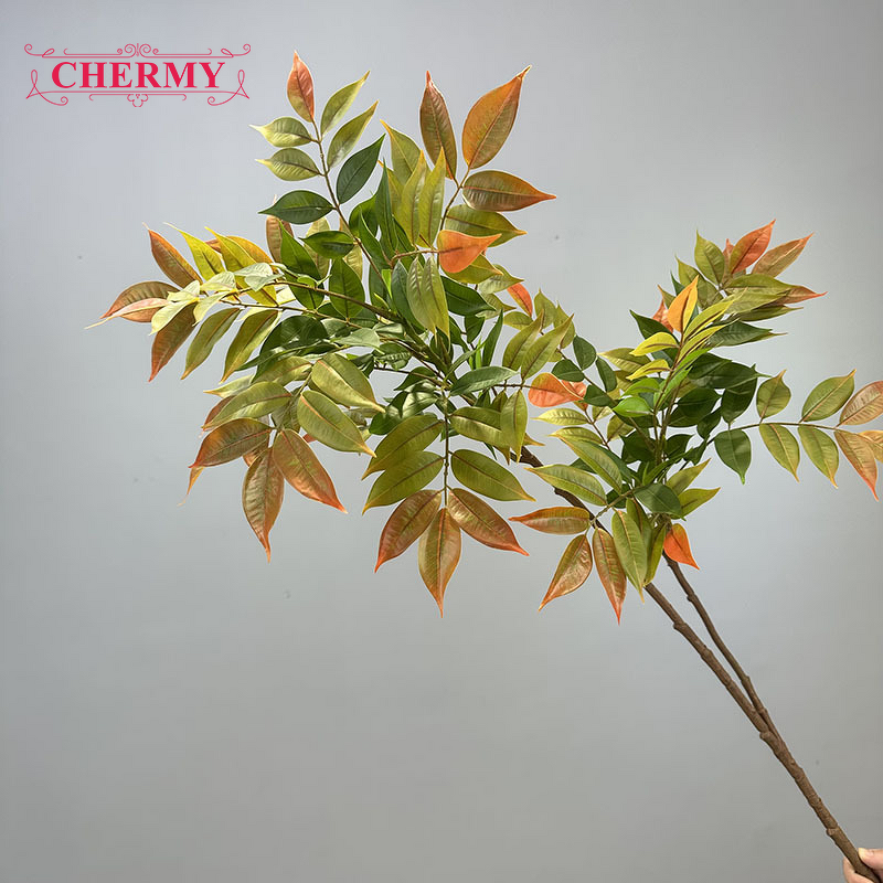Artificial Nandina Branch Manufacturer - TH2056 Real Touch Leaves for Wedding Party Home Table