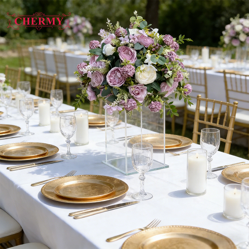 Artificial Flower Ball Manufacturer - Dalian Chermy Wedding Centerpieces Silk Rose Purple