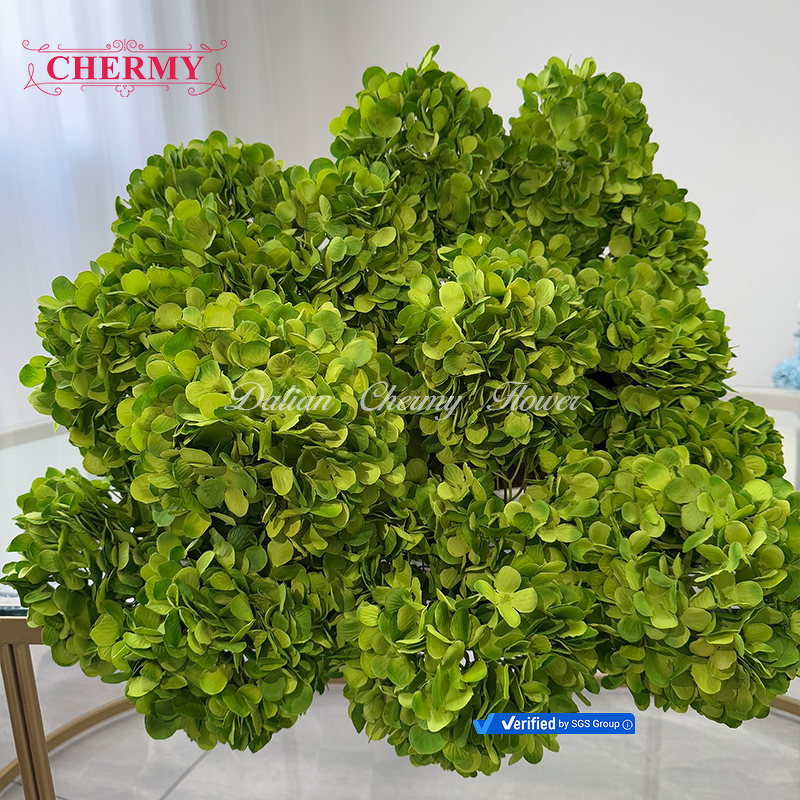 Artificial Hydrangea Manufacturer - Dark Green Silk for Wedding Decoration