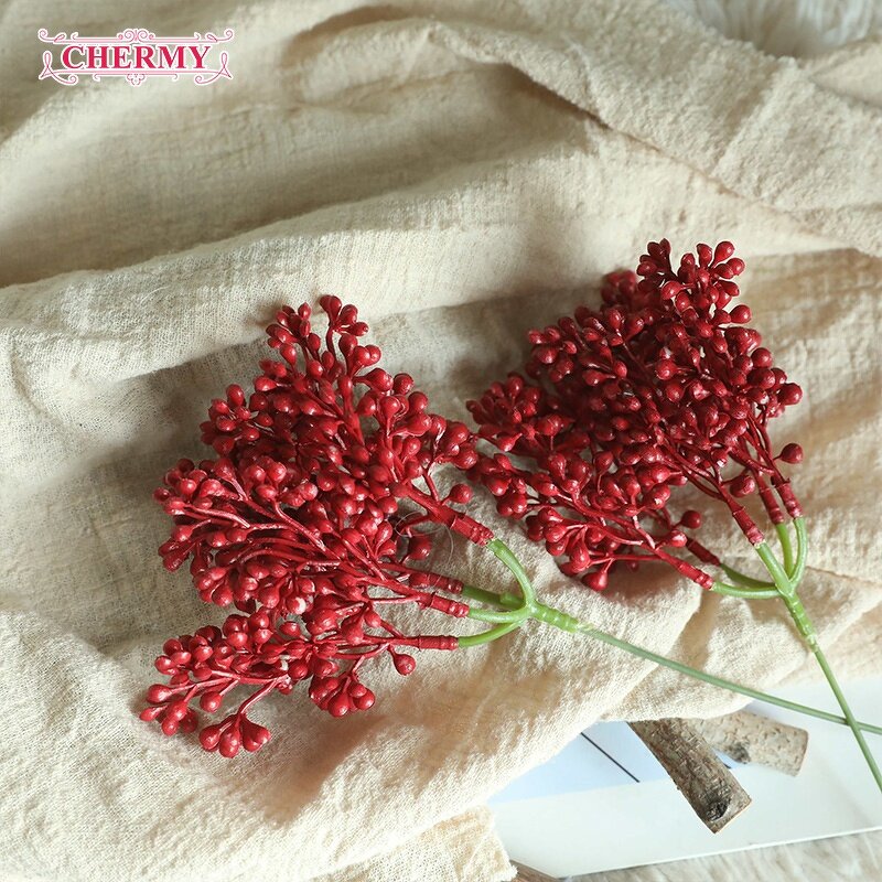 Artificial Berry Stem Manufacturer - Wholesale Cheap Red Berries for Christmas Decoration