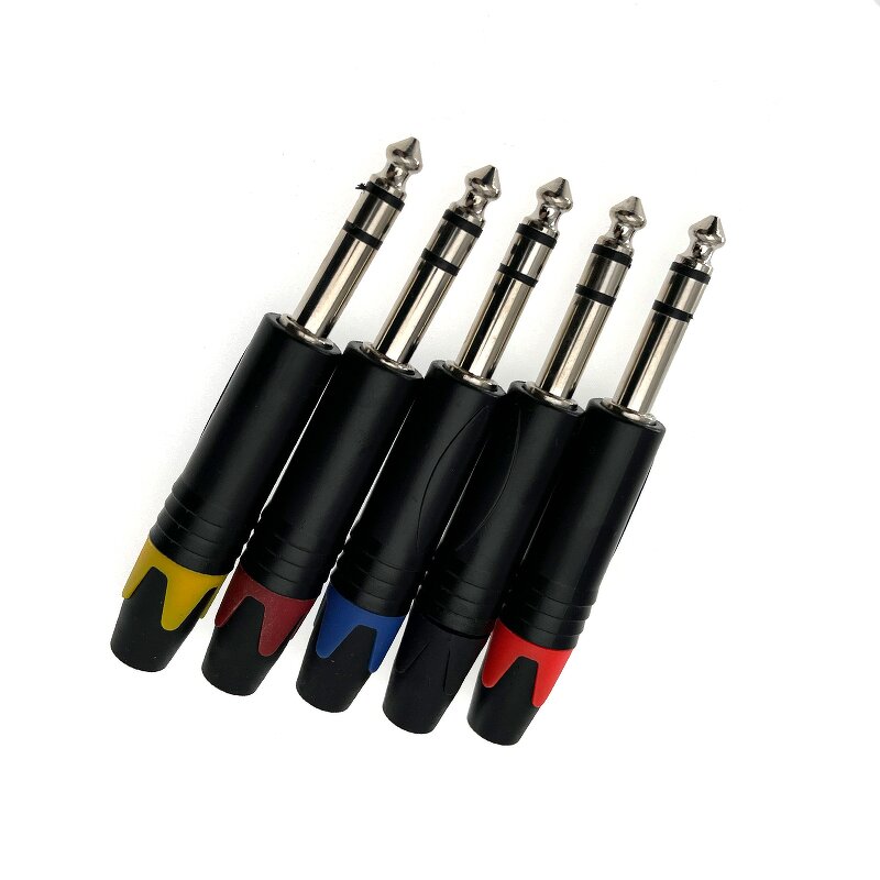 Audio Connector - 6.35/6.5mm Guitar 3-Pin 1/4 Stereo - Dual Channel Copper Contact - Mono Audio Jack Plug