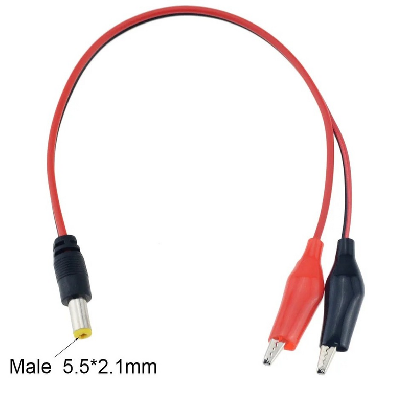25CM Test Leads Wire with Alligator Clip DC Power Plug Adapter 5.5*2.1mm DC Crocodile Male Female Connect Line
