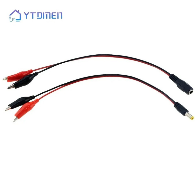 25CM Test Leads Wire with Alligator Clip DC Power Plug Adapter 5.5*2.1mm DC Crocodile Male Female Connect Line