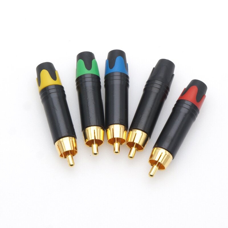 Audio Connector - Gold Plated Single RCA - Round Brass Male Adapter - 2P Speaker Amplifier 60V AV Wiring