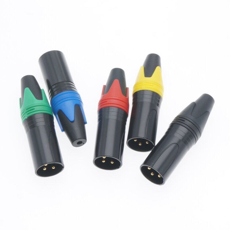 Audio Connector - Gold Plated 3-Pin XLR Male - 10A Rated Current - 3 Core Microphone Audio Jack