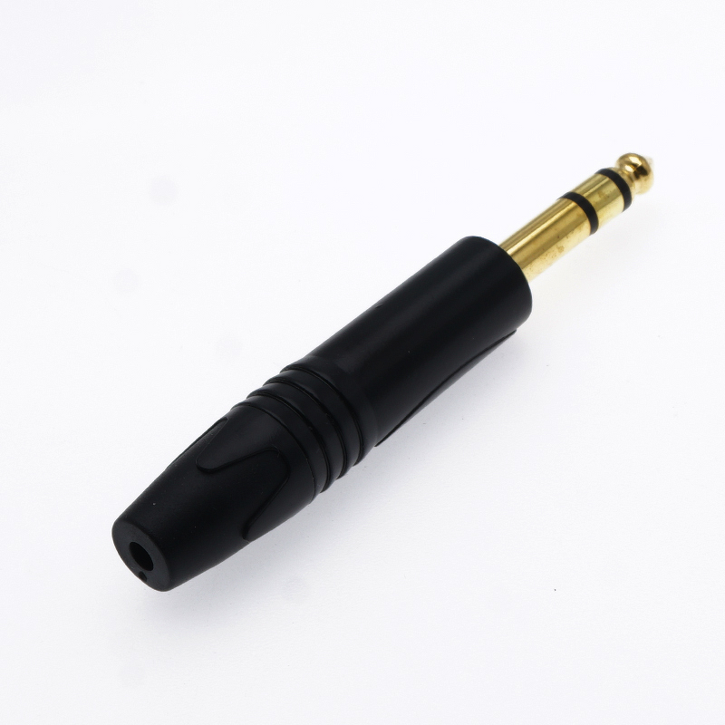 Audio Connector - 6.35mm 1/4 Stereo TRS - Gold-Plated Black Golden - ABS Housing Copper IP40 60V