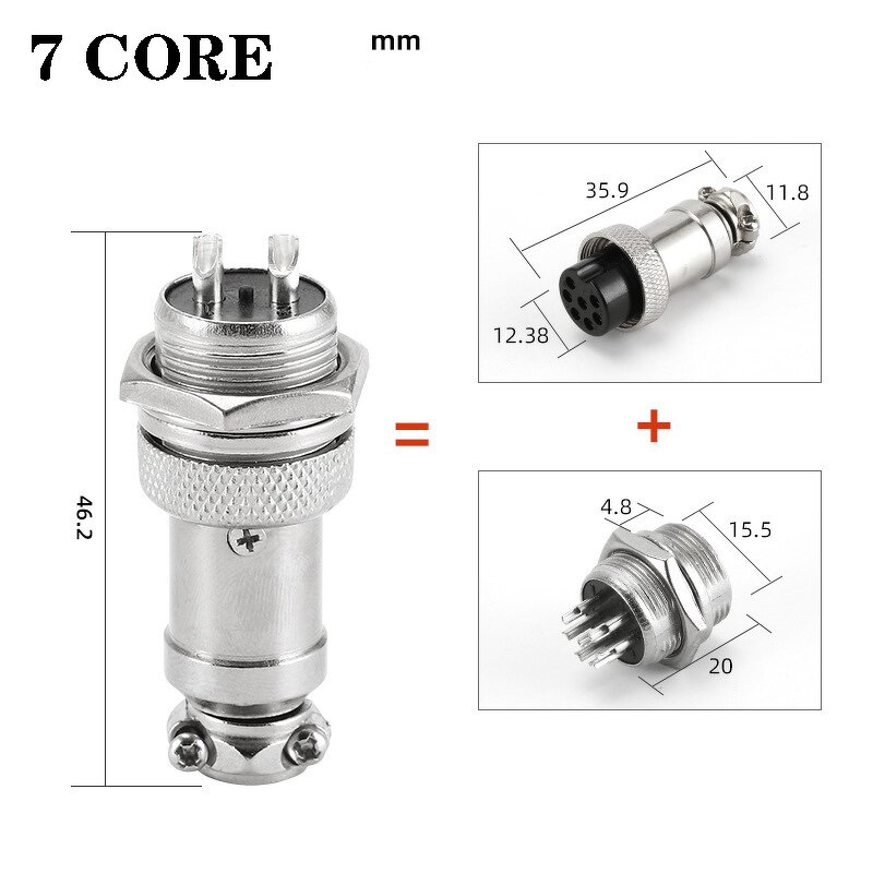 Aviation Connector - GX12 MCX Lockable - Circular Flange Panel Mount 2-10 Core - Microwave 3/16/20/30 Core