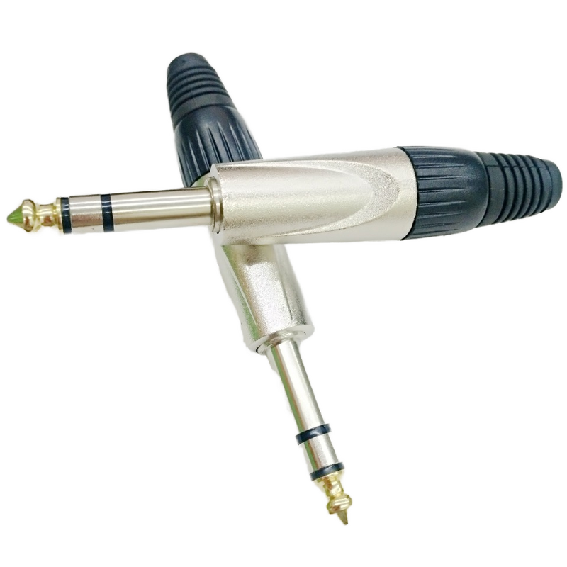 Audio Connector - Copper Contact 6.35mm Stereo Guitar Microphone - Zinc Alloy Housing IP40