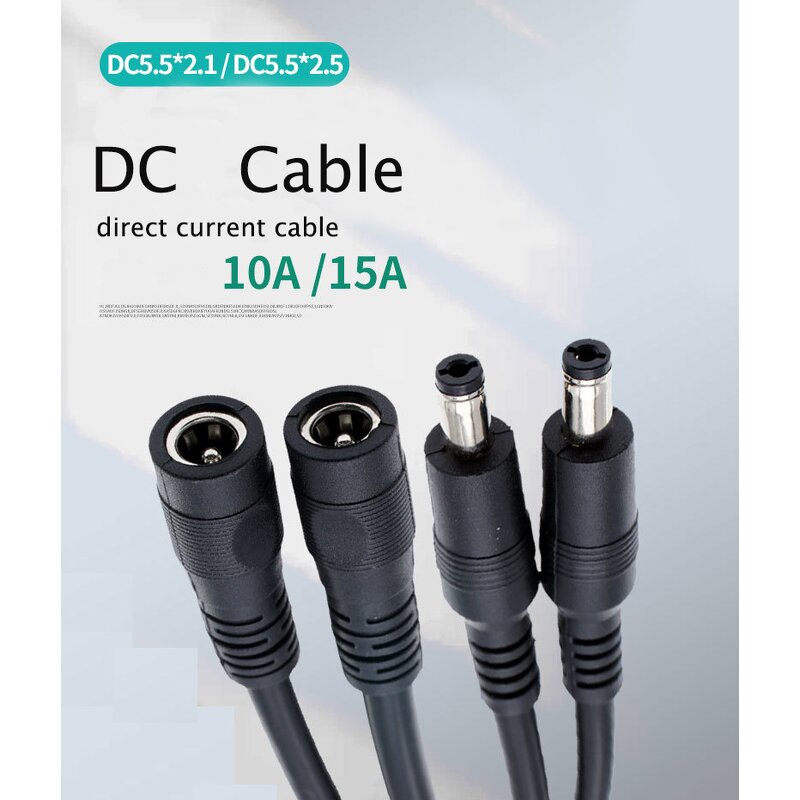DC Power Cable - 5.5*2.5/2.1mm Straight DC5525 Plug - Open Extension Male to Female 1 Pin Custom Audio
