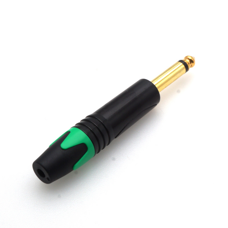 Audio Connector - Gold-Plated 1/4 Inch 6.35mm TRS Stereo - ABS Housing Copper Contacts - Black Golden