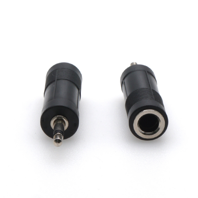 Audio Connector - Female 6.35mm Male 3.5mm 1-3 Pin TRS - Silver Black Plated ABS Guitar Jack Copper