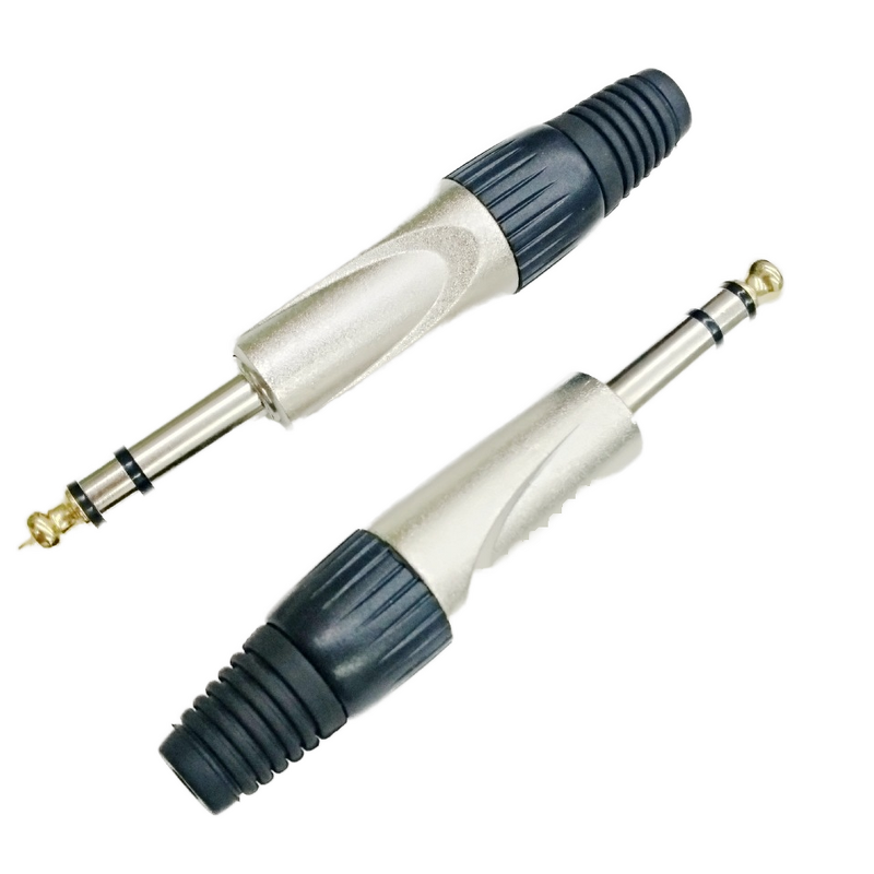 Audio Connector - Copper Contact 6.35mm Stereo Guitar Microphone - Zinc Alloy Housing IP40