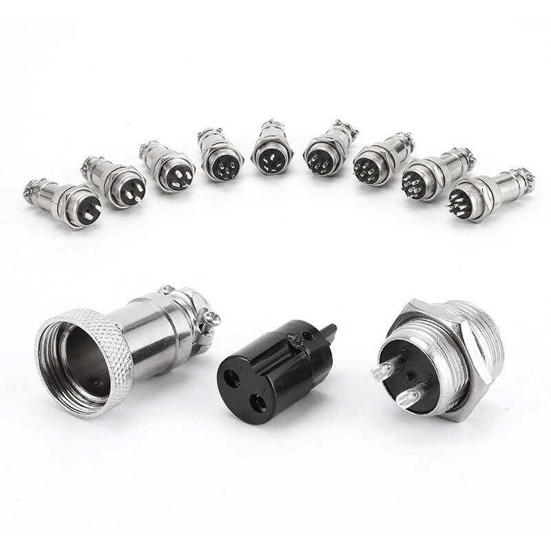 Aviation Connector - GX12 MCX Lockable - Circular Flange Panel Mount 2-10 Core - Microwave 3/16/20/30 Core