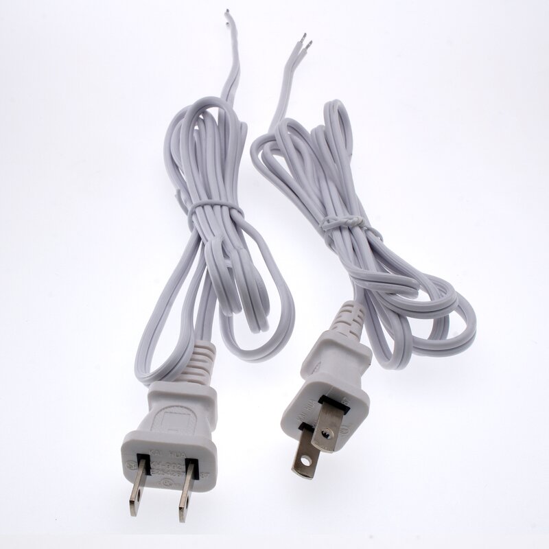 Power Cord - American Standard 2-Pin Plug - 18AWG PVC Pure Copper - Computer Electrical Extension USA