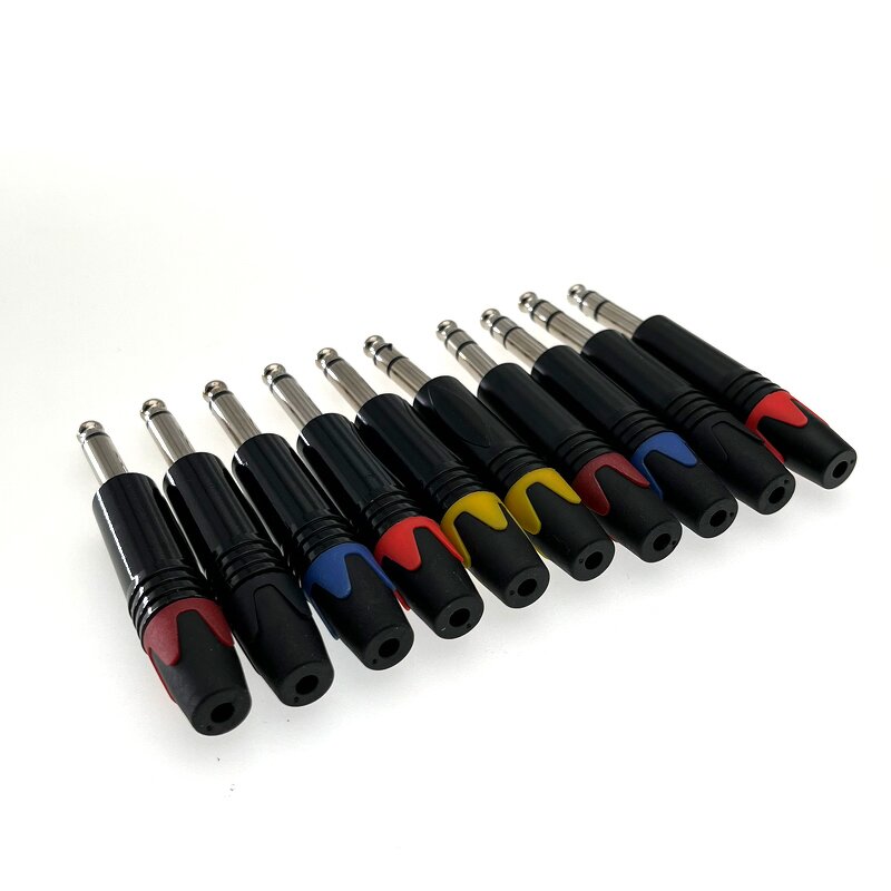 Audio Connector - 6.35/6.5mm Guitar 3-Pin 1/4 Stereo - Dual Channel Copper Contact - Mono Audio Jack Plug