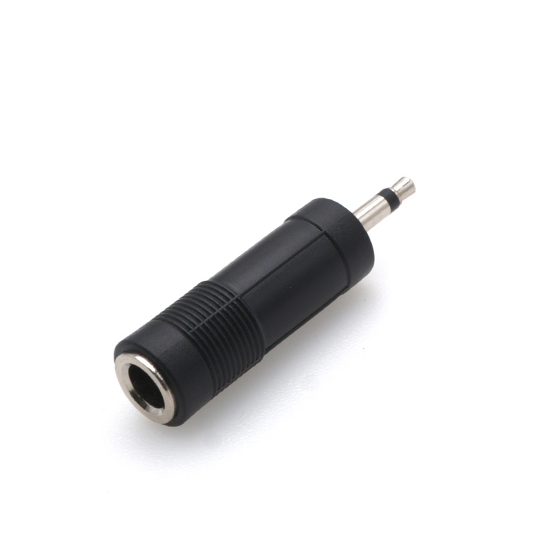 Audio Connector - Female 6.35mm Male 3.5mm 1-3 Pin TRS - Silver Black Plated ABS Guitar Jack Copper