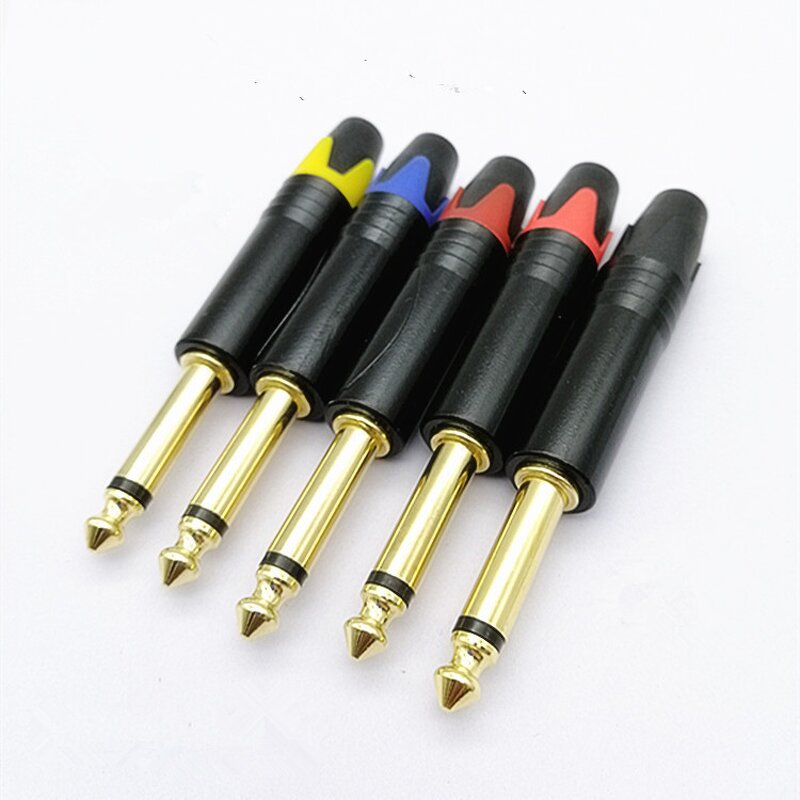 Audio Connector - 6.5mm Mono Jack - Gold Plated 3 Pole 1/4 TS Plug - Copper Contact DIY Projects