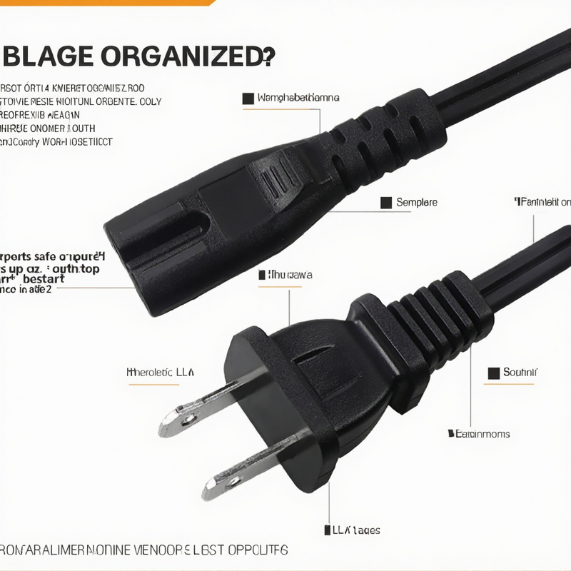 Power Cord - 1M Figure-8 C7 IEC Connector - 15A Capacity IP20 - Home Appliance Industrial Equipment