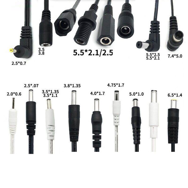 Power Cord - Custom 12V DC CCTV Jack - 5.5/5.1x2.1/2.5mm Injector Pigtail OEM Pen End CCTV