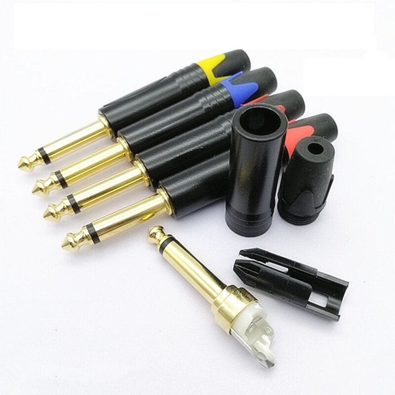 Audio Connector - 6.5mm Mono Jack - Gold Plated 3 Pole 1/4 TS Plug - Copper Contact DIY Projects