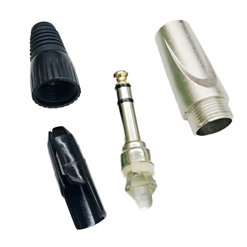 Audio Connector - Copper Contact 6.35mm Stereo Guitar Microphone - Zinc Alloy Housing IP40