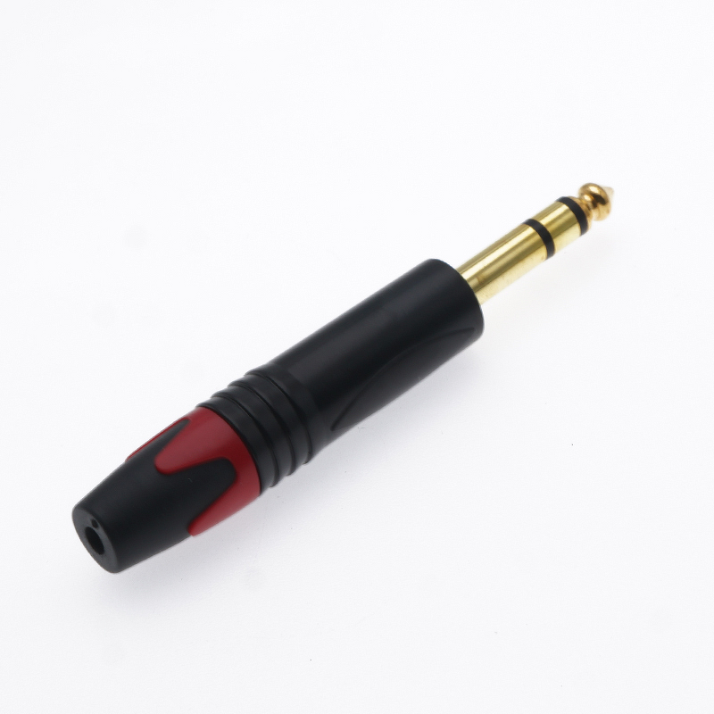 Audio Connector - 6.35mm 1/4 Stereo TRS - Gold-Plated Black Golden - ABS Housing Copper IP40 60V
