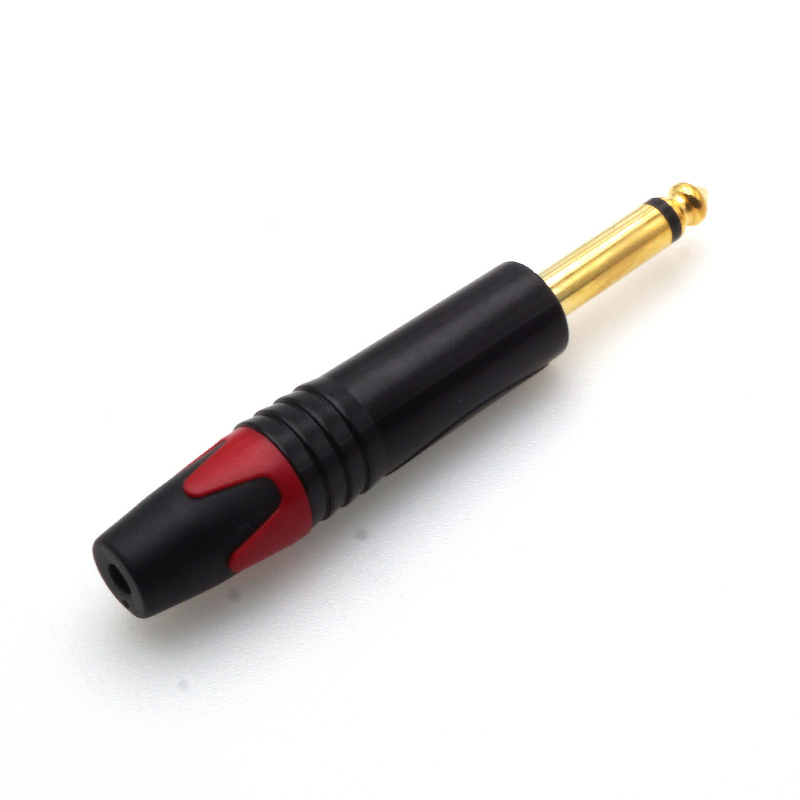 Audio Connector - Gold-Plated 1/4 Inch 6.35mm TRS Stereo - ABS Housing Copper Contacts - Black Golden
