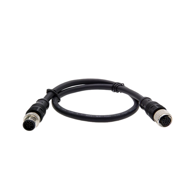 Cable Connector - M12 Male Female Waterproof - 2-1 Pin PVC PUR Straight Angle - Power Extension Cord
