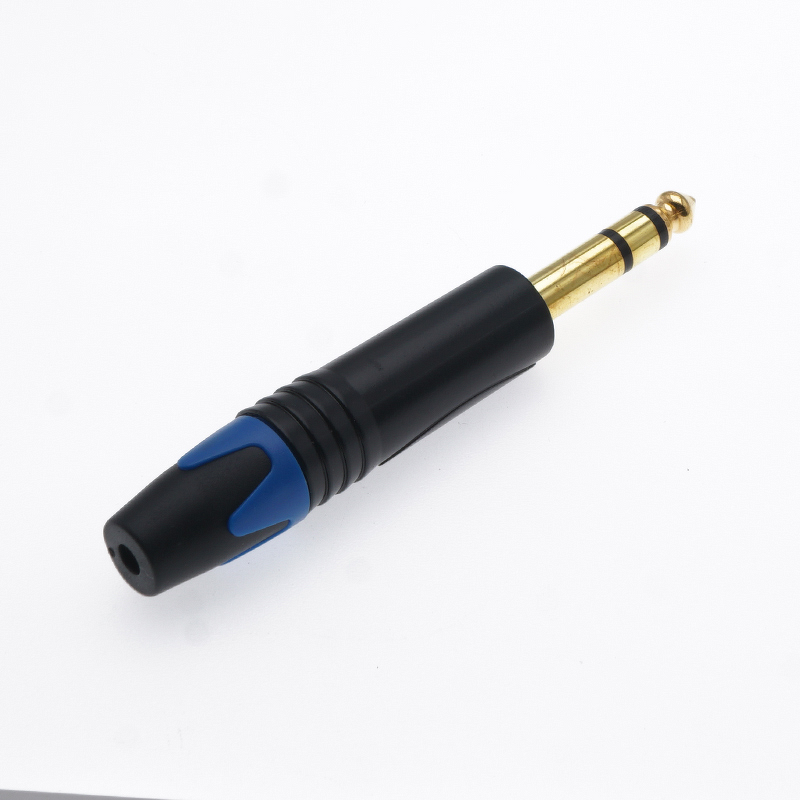 Audio Connector - 6.35mm 1/4 Stereo TRS - Gold-Plated Black Golden - ABS Housing Copper IP40 60V