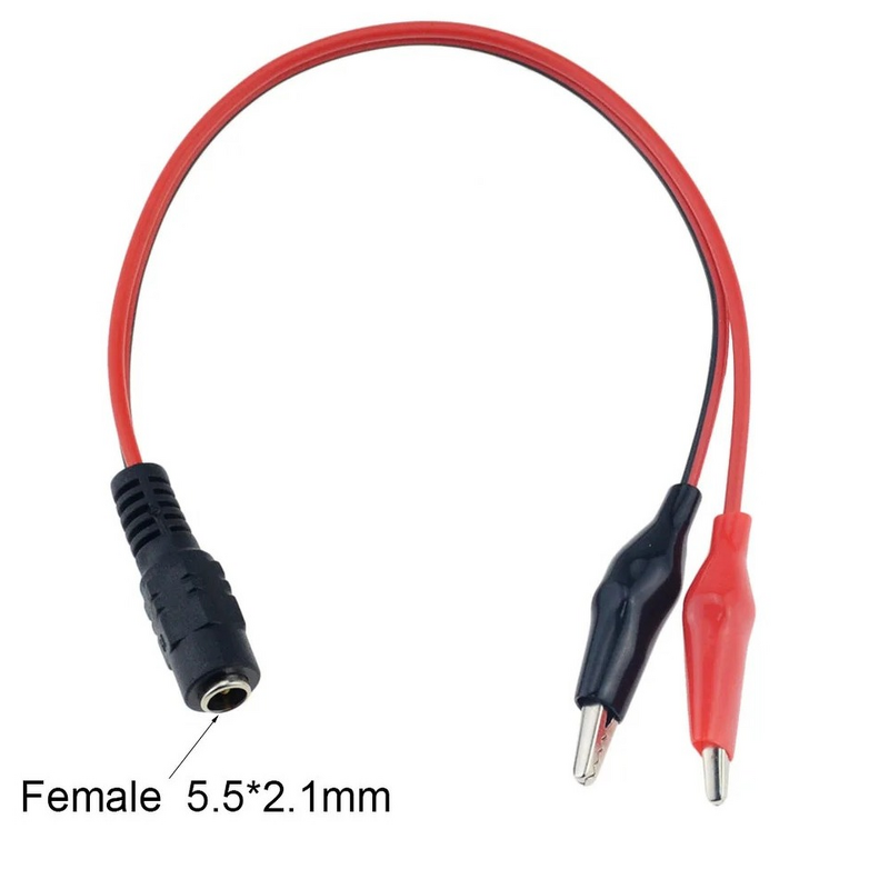 25CM Test Leads Wire with Alligator Clip DC Power Plug Adapter 5.5*2.1mm DC Crocodile Male Female Connect Line