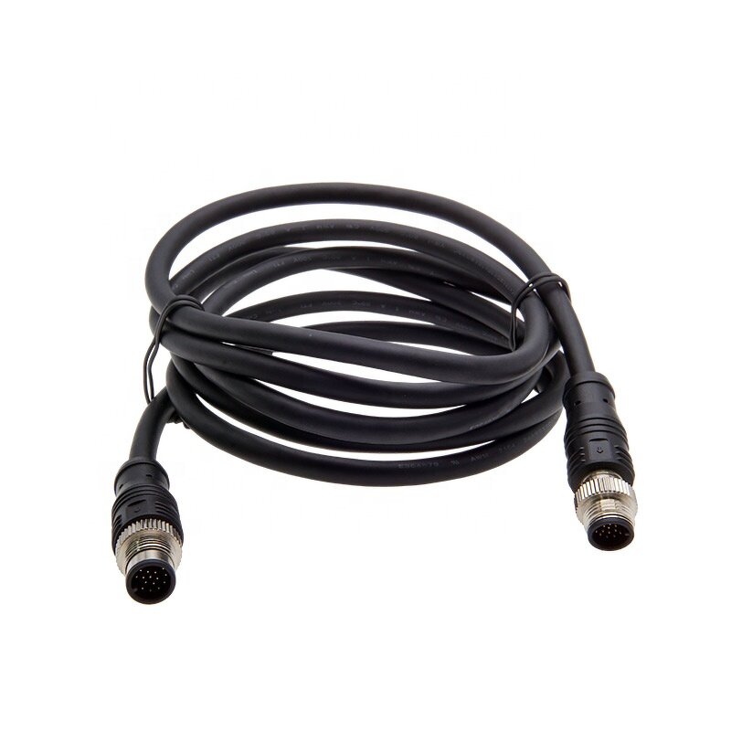 Power Cord - M12 Single Head Custom Plug - ITT Male Female Industry Aviation - Copper Core Extension